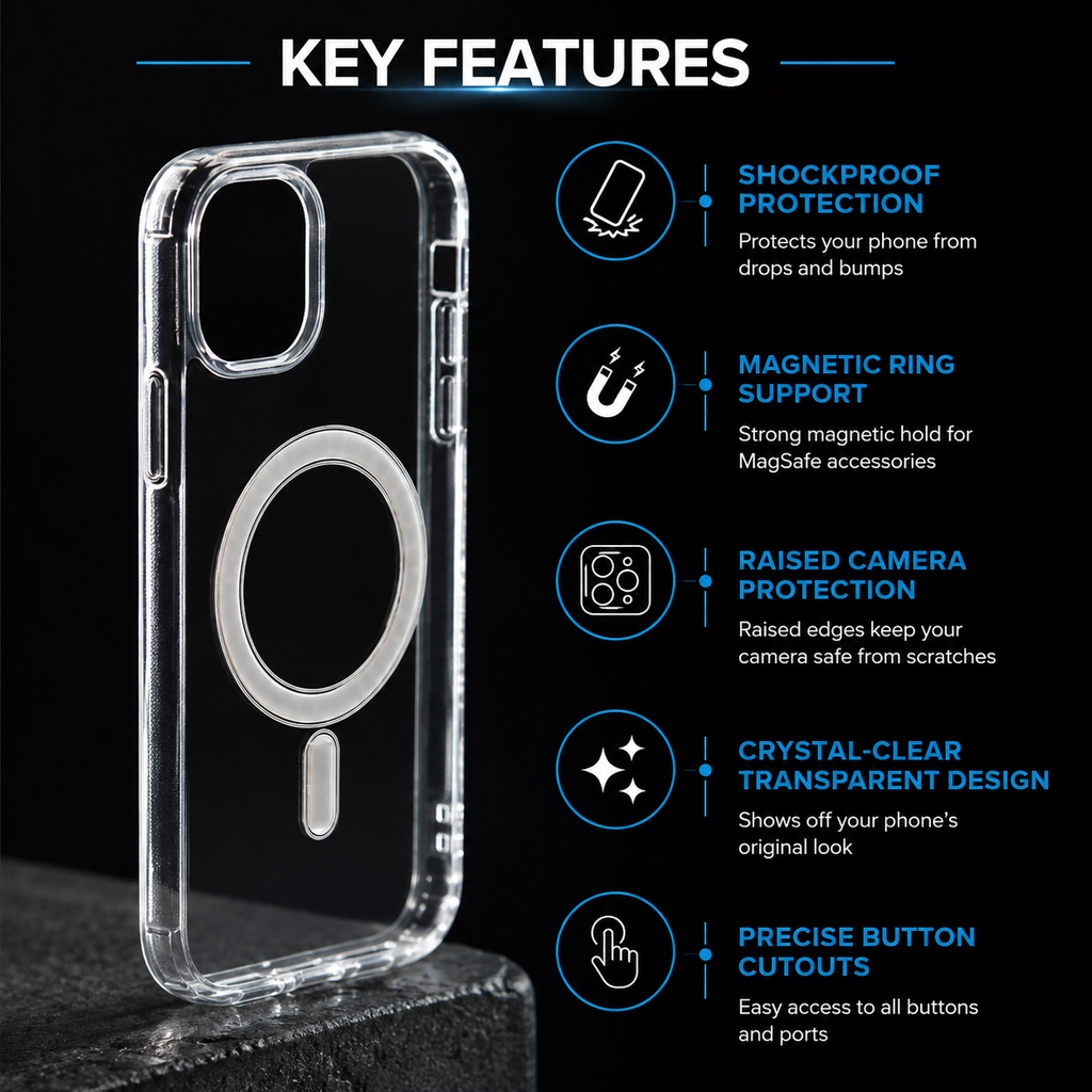 Back Cover Transparent  Magnetic - Matte Clear